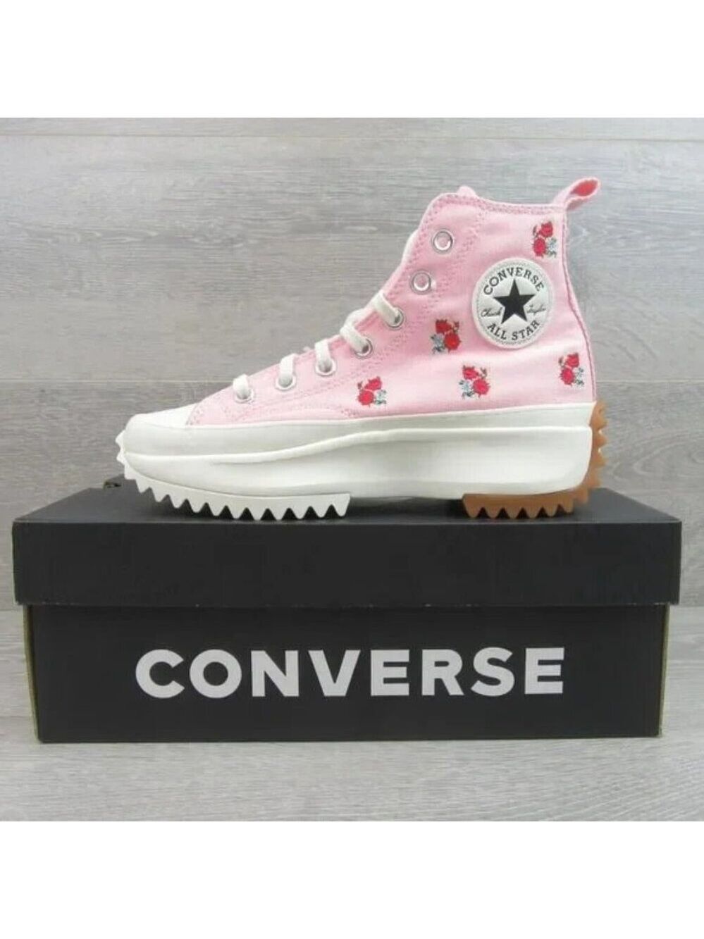 Converse Run Star Hike HI Platform Women's Size 9.5 Pink Red Roses NEW A05192C - Picture 3 of 14
